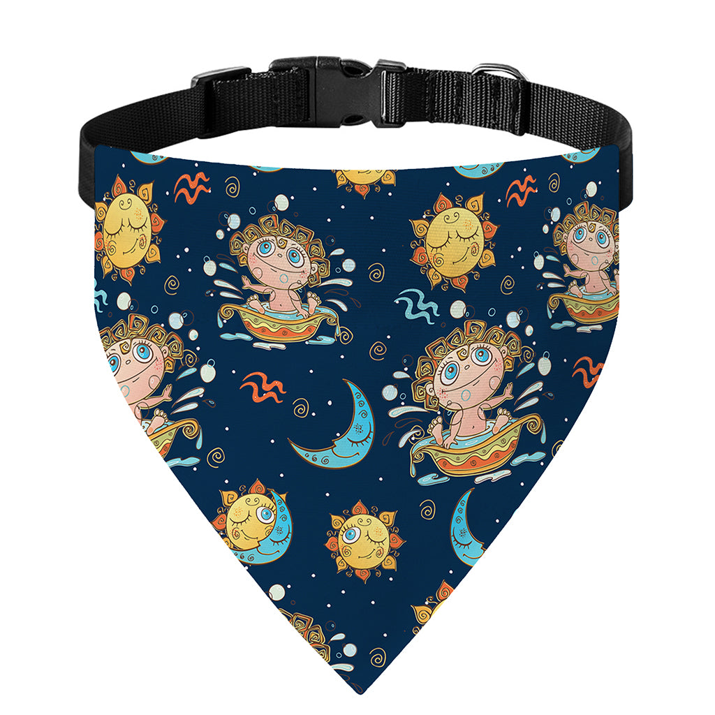 Cute Cartoon Aquarius Pattern Print Over The Collar Dog Bandana