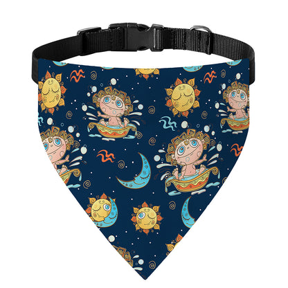 Cute Cartoon Aquarius Pattern Print Over The Collar Dog Bandana