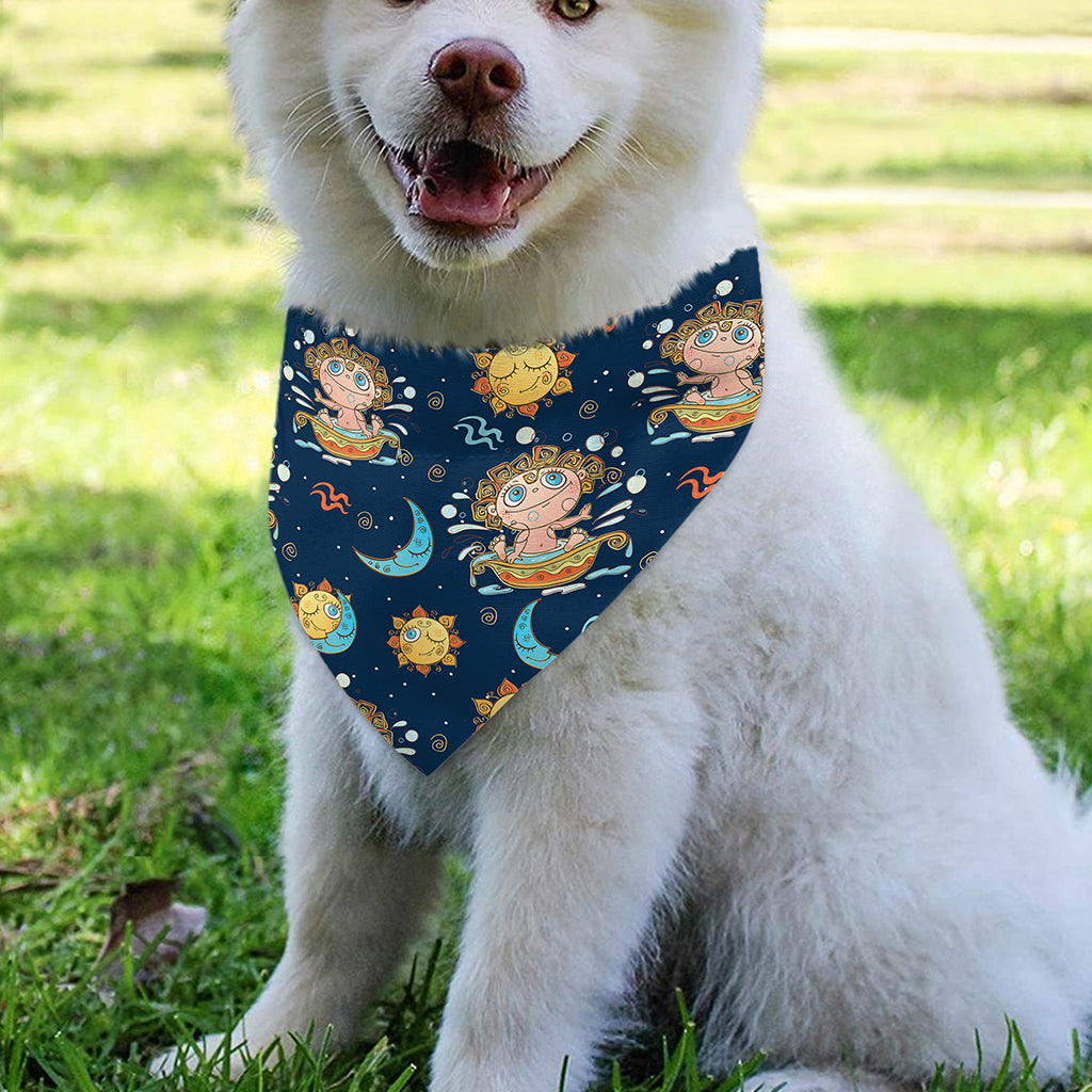 Cute Cartoon Aquarius Pattern Print Over The Collar Dog Bandana