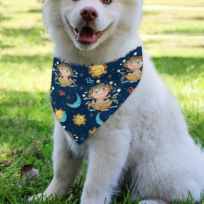 Cute Cartoon Aquarius Pattern Print Over The Collar Dog Bandana