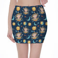 Cute Cartoon Aquarius Pattern Print Pencil Mini Skirt