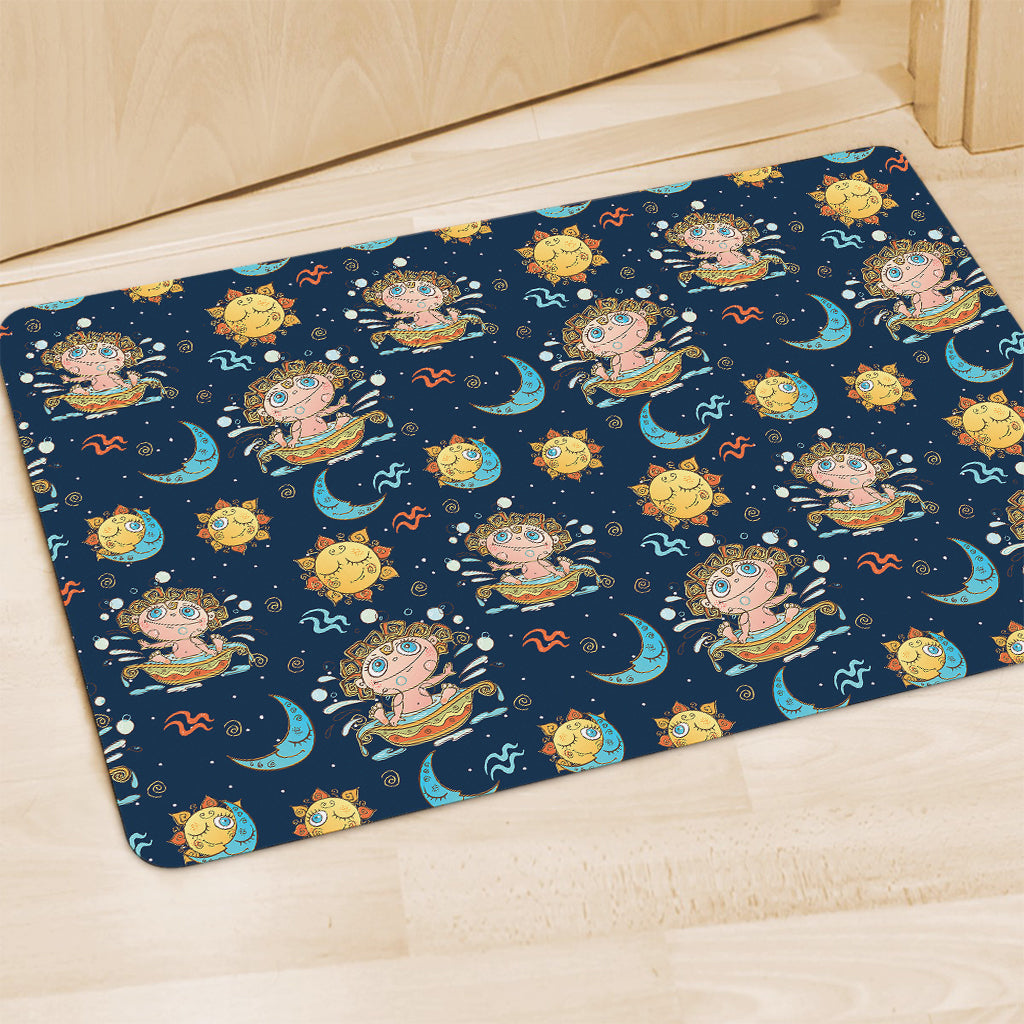 Cute Cartoon Aquarius Pattern Print Polyester Doormat