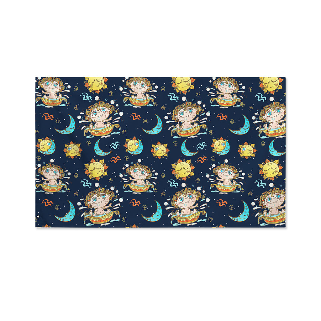 Cute Cartoon Aquarius Pattern Print Polyester Flag