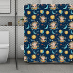 Cute Cartoon Aquarius Pattern Print Polyester Shower Curtain