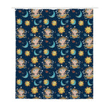 Cute Cartoon Aquarius Pattern Print Polyester Shower Curtain