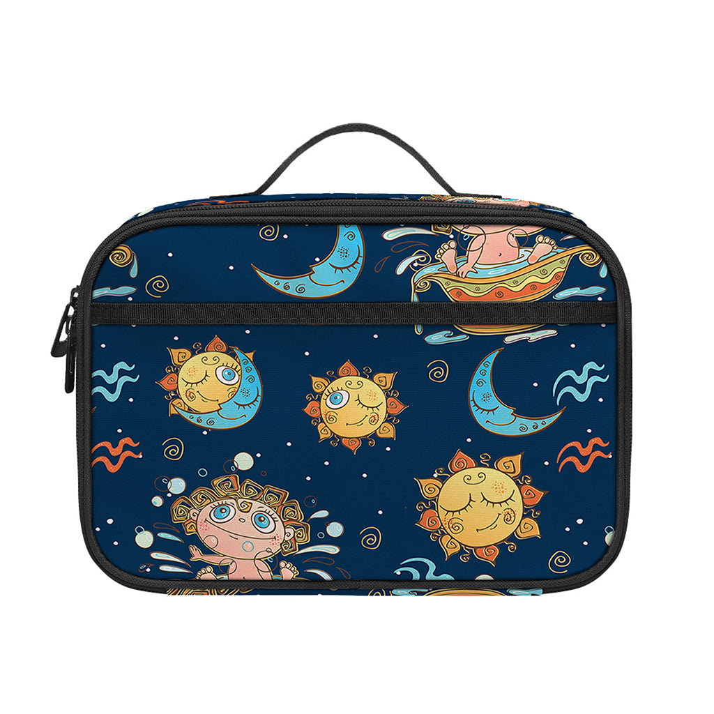 Cute Cartoon Aquarius Pattern Print Portable Lunch Bag