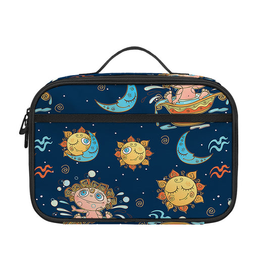 Cute Cartoon Aquarius Pattern Print Portable Lunch Bag
