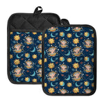 Cute Cartoon Aquarius Pattern Print Pot Holders With Pocket