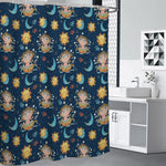 Cute Cartoon Aquarius Pattern Print Premium Shower Curtain