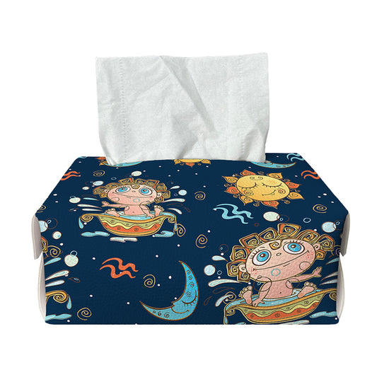 Cute Cartoon Aquarius Pattern Print Rectangle Tissue Box Cover