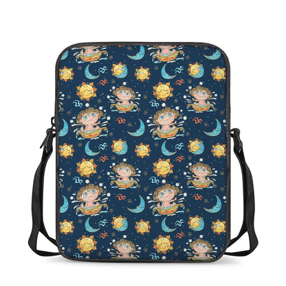 Cute Cartoon Aquarius Pattern Print Rectangular Crossbody Bag