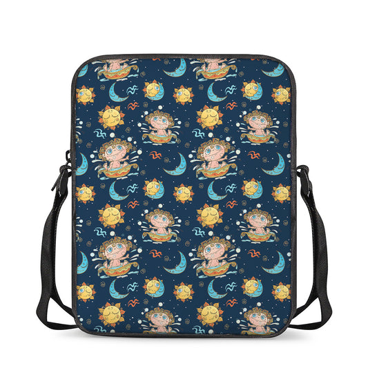 Cute Cartoon Aquarius Pattern Print Rectangular Crossbody Bag