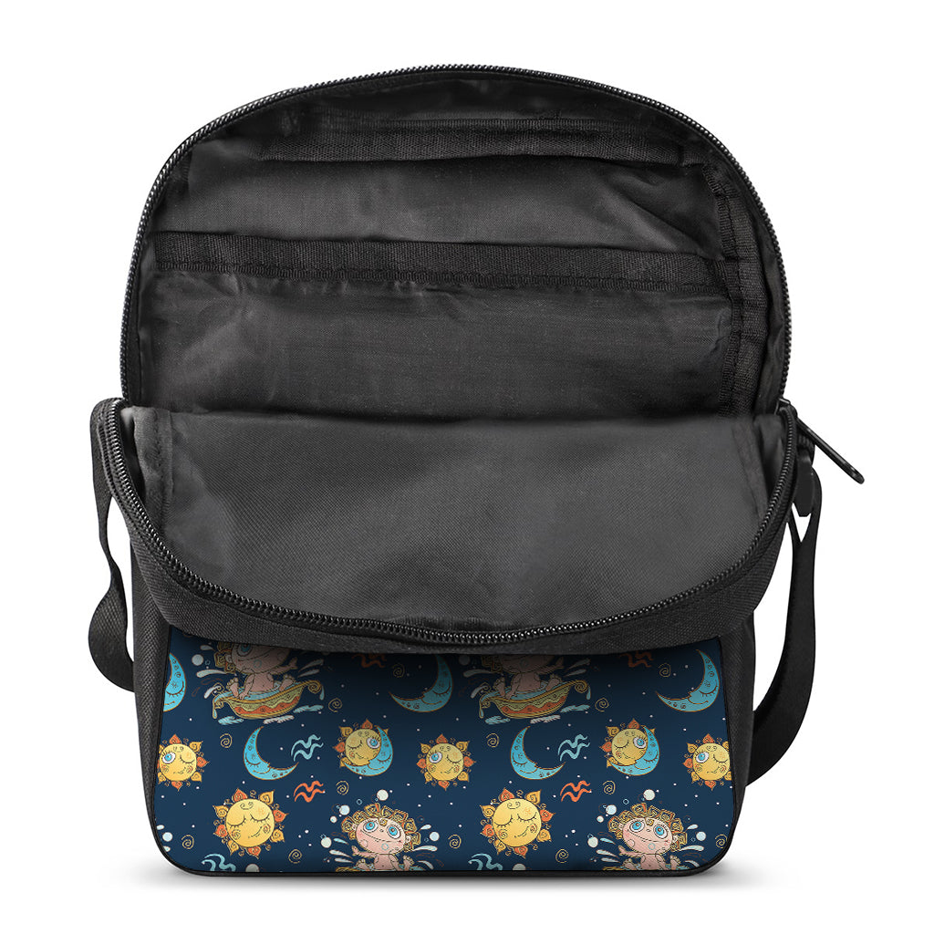 Cute Cartoon Aquarius Pattern Print Rectangular Crossbody Bag
