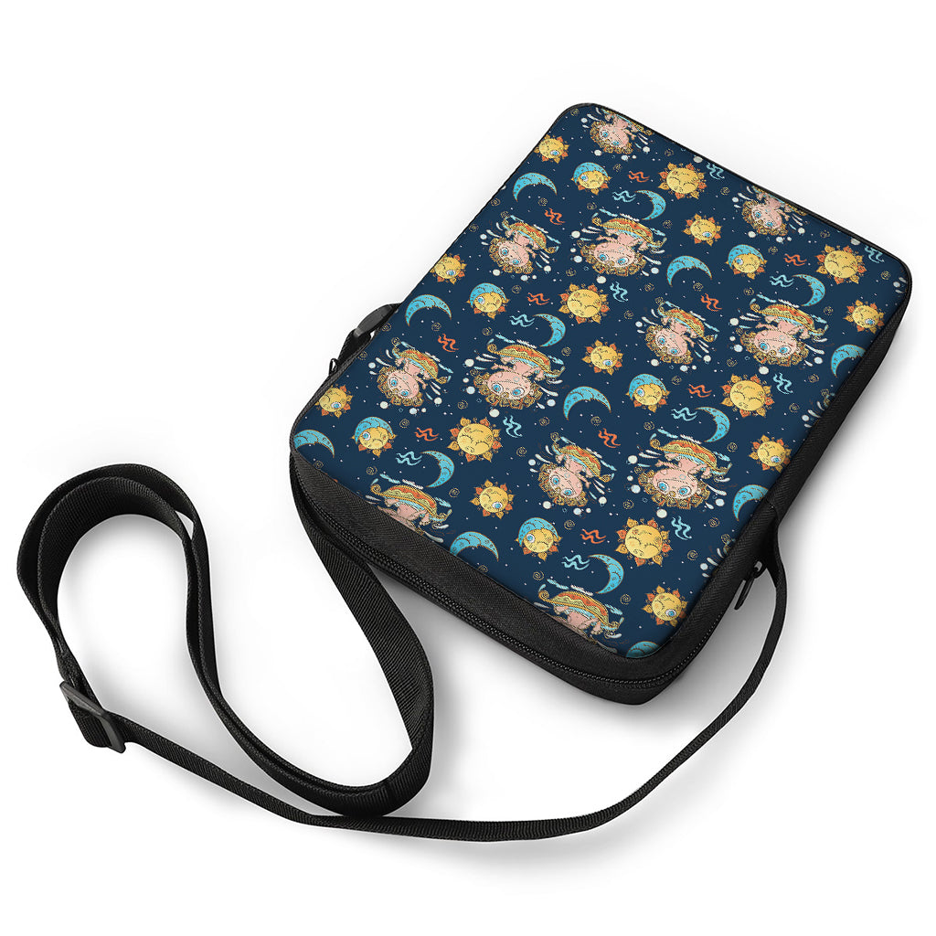 Cute Cartoon Aquarius Pattern Print Rectangular Crossbody Bag