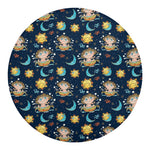 Cute Cartoon Aquarius Pattern Print Round Blanket