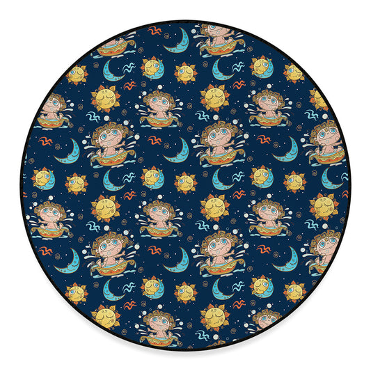 Cute Cartoon Aquarius Pattern Print Round Floor Mat