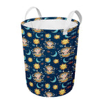 Cute Cartoon Aquarius Pattern Print Round Laundry Basket