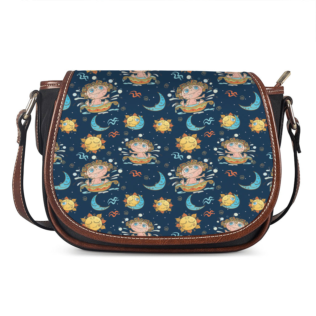 Cute Cartoon Aquarius Pattern Print Saddle Bag