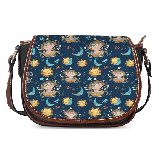 Cute Cartoon Aquarius Pattern Print Saddle Bag