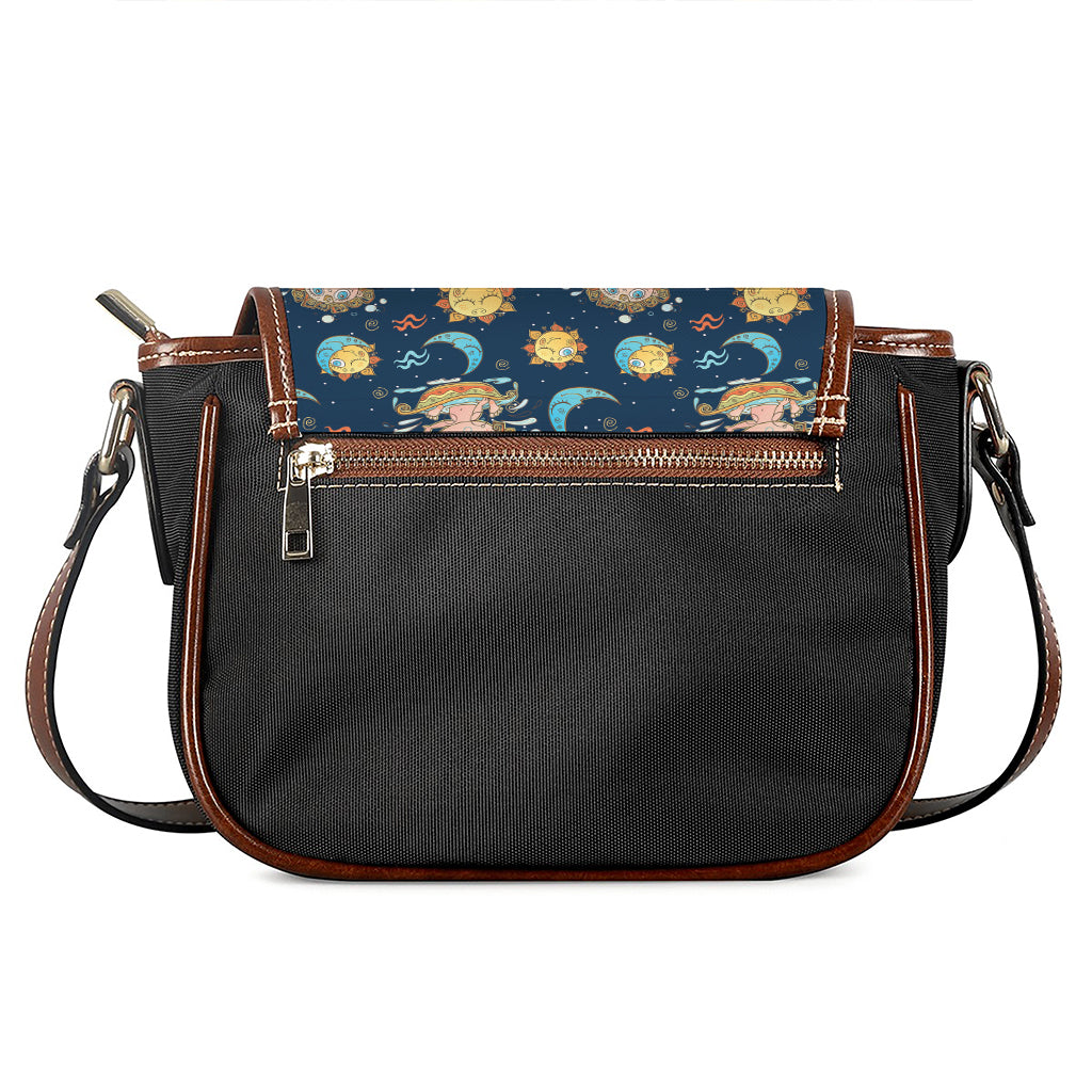 Cute Cartoon Aquarius Pattern Print Saddle Bag