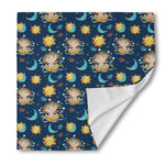 Cute Cartoon Aquarius Pattern Print Silk Bandana