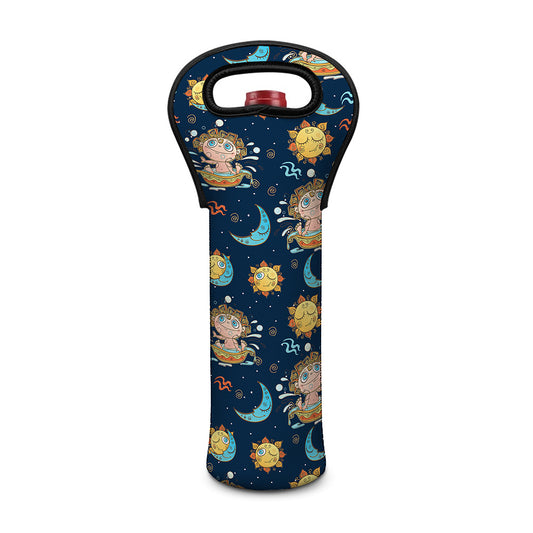 Cute Cartoon Aquarius Pattern Print Single Neoprene Wine Tote