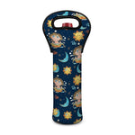 Cute Cartoon Aquarius Pattern Print Single Neoprene Wine Tote