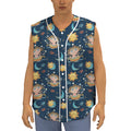 Cute Cartoon Aquarius Pattern Print Sleeveless Baseball Jersey