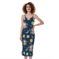 Cute Cartoon Aquarius Pattern Print Slim Fit Midi Cami Dress