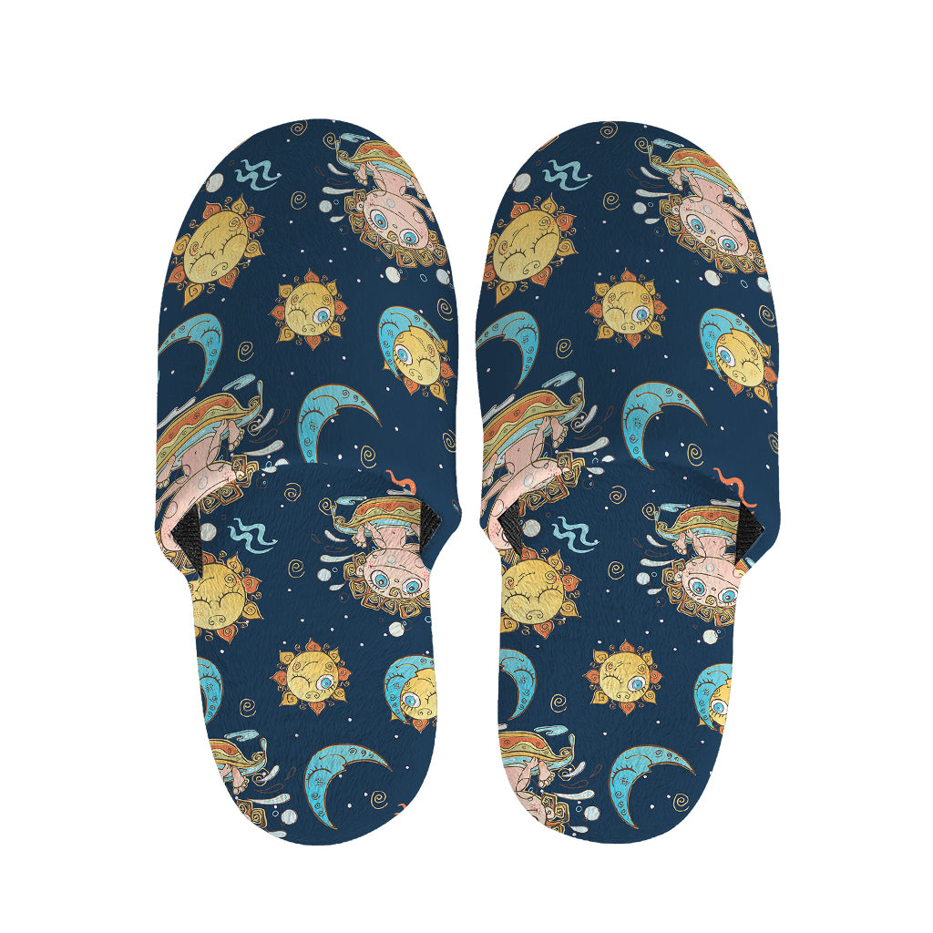 Cute Cartoon Aquarius Pattern Print Slippers