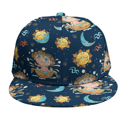 Cute Cartoon Aquarius Pattern Print Snapback Cap
