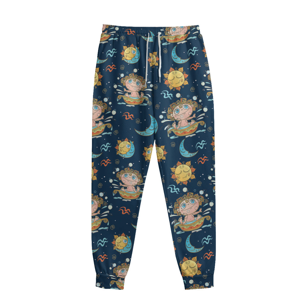 Cute Cartoon Aquarius Pattern Print Sweatpants