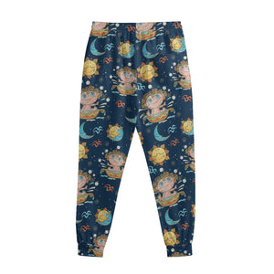 Cute Cartoon Aquarius Pattern Print Sweatpants