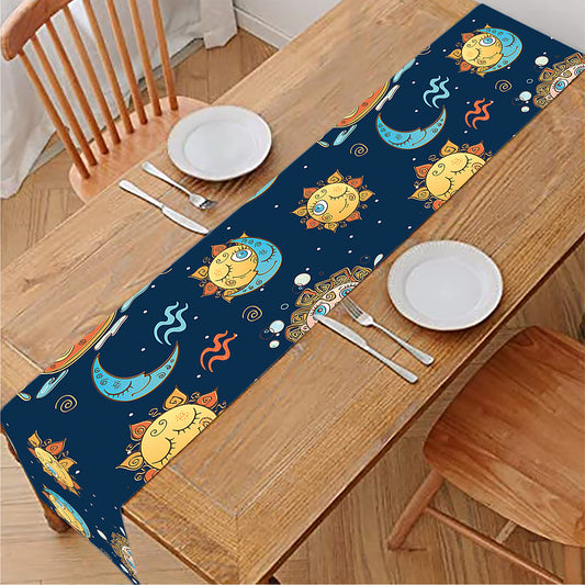 Cute Cartoon Aquarius Pattern Print Table Runner