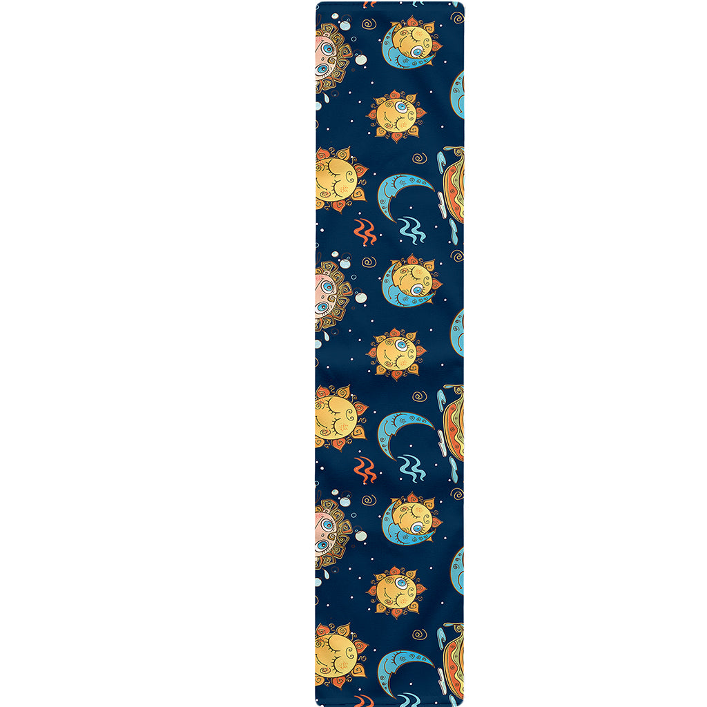 Cute Cartoon Aquarius Pattern Print Table Runner