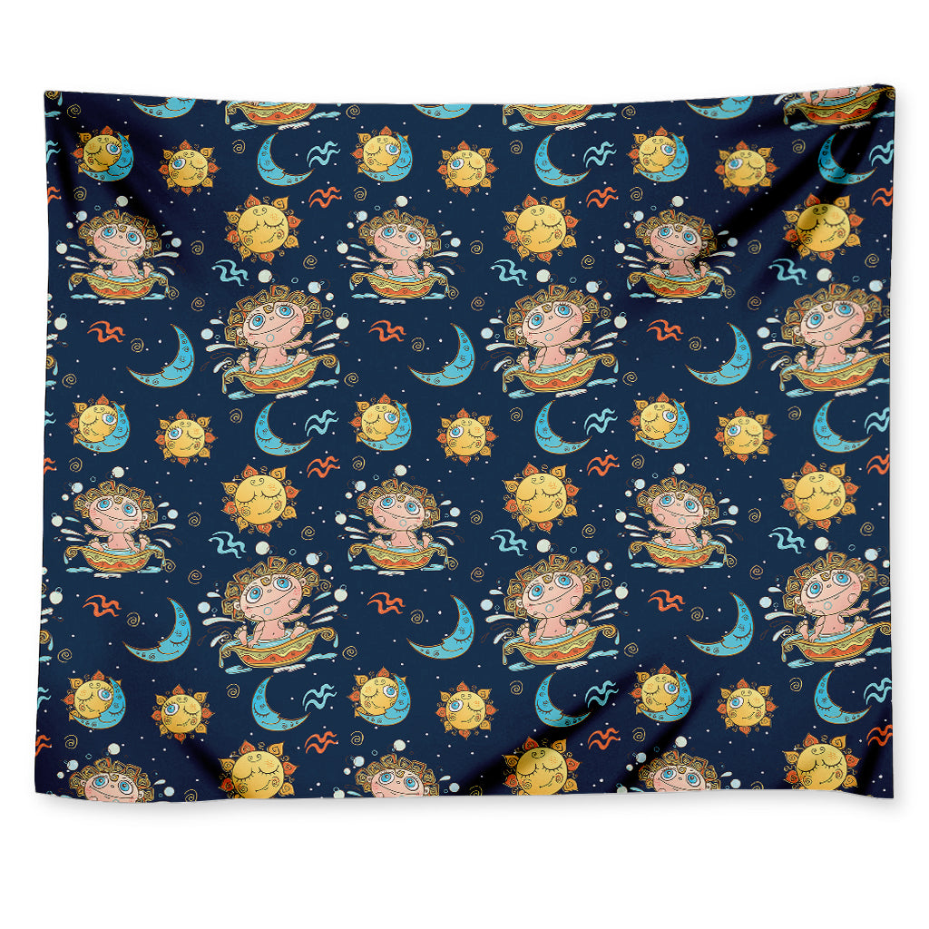 Cute Cartoon Aquarius Pattern Print Tapestry