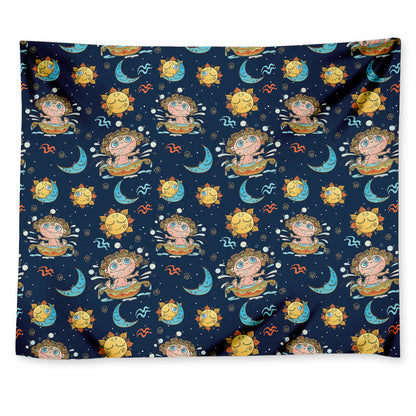 Cute Cartoon Aquarius Pattern Print Tapestry