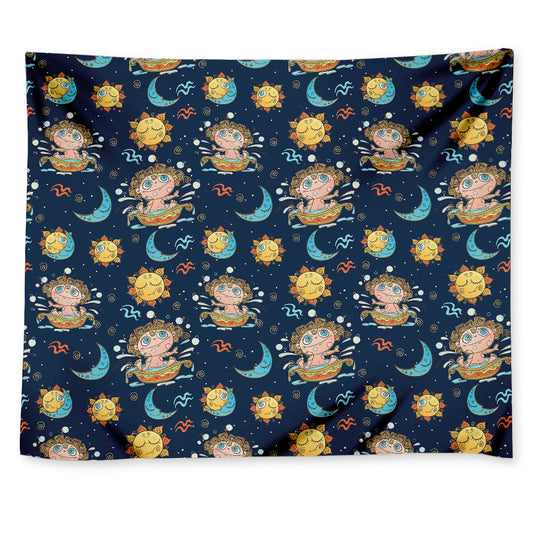 Cute Cartoon Aquarius Pattern Print Tapestry