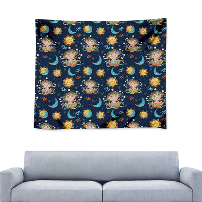 Cute Cartoon Aquarius Pattern Print Tapestry