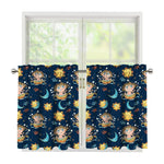Cute Cartoon Aquarius Pattern Print Tier Curtains