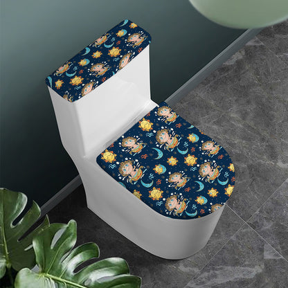 Cute Cartoon Aquarius Pattern Print Toilet Lid And Tank Cover Set