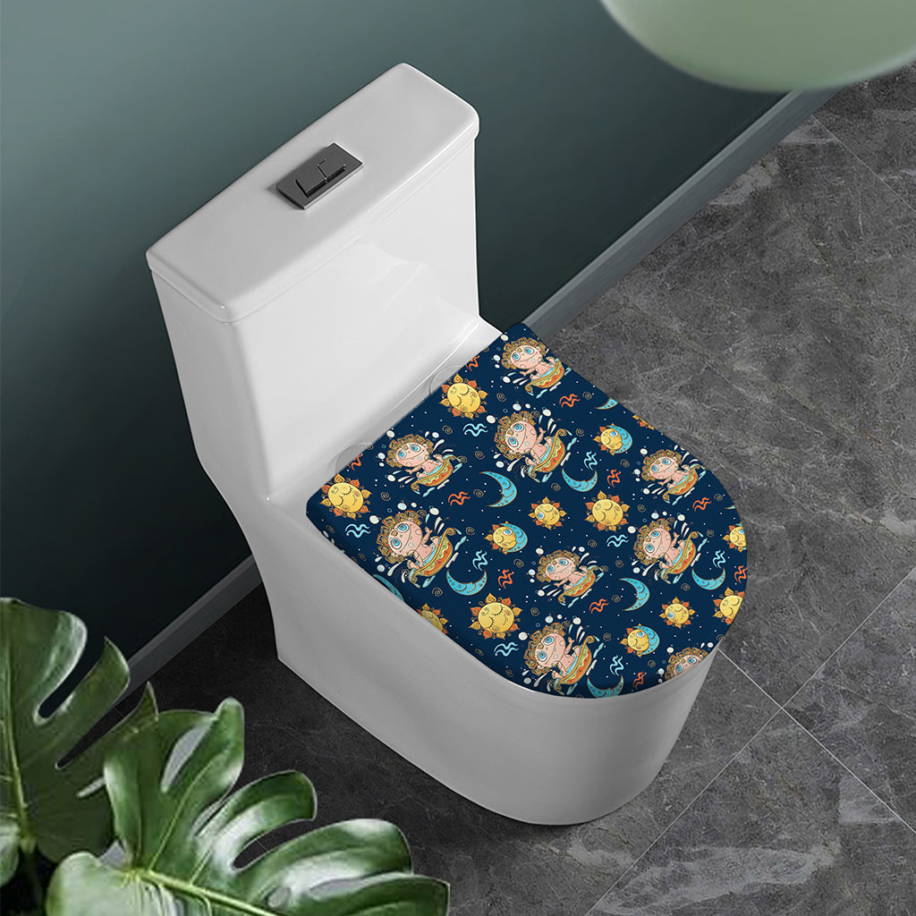 Cute Cartoon Aquarius Pattern Print Toilet Lid Cover