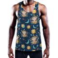 Cute Cartoon Aquarius Pattern Print Men's Workout Tank Top