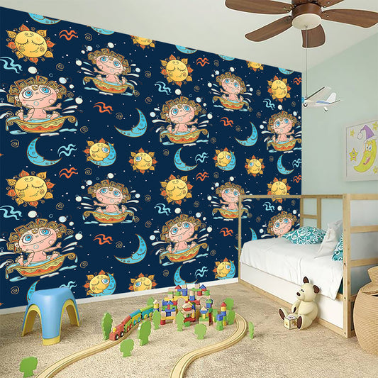 Cute Cartoon Aquarius Pattern Print Wall Sticker