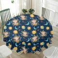 Cute Cartoon Aquarius Pattern Print Waterproof Round Tablecloth