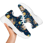 Cute Cartoon Aquarius Pattern Print White Chunky Shoes