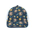 Cute Cartoon Aquarius Pattern Print White Mesh Trucker Hat