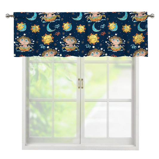 Cute Cartoon Aquarius Pattern Print Window Valance