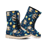 Cute Cartoon Aquarius Pattern Print Winter Boots