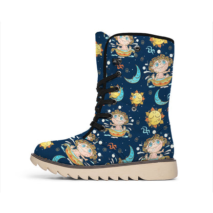Cute Cartoon Aquarius Pattern Print Winter Boots